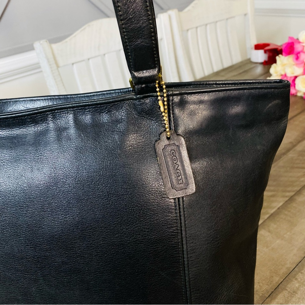 Coach 4065 Vintage 80s Black Glove Tanned Leather Lightweight Tote Laptop Bag - Picture 3 of 15